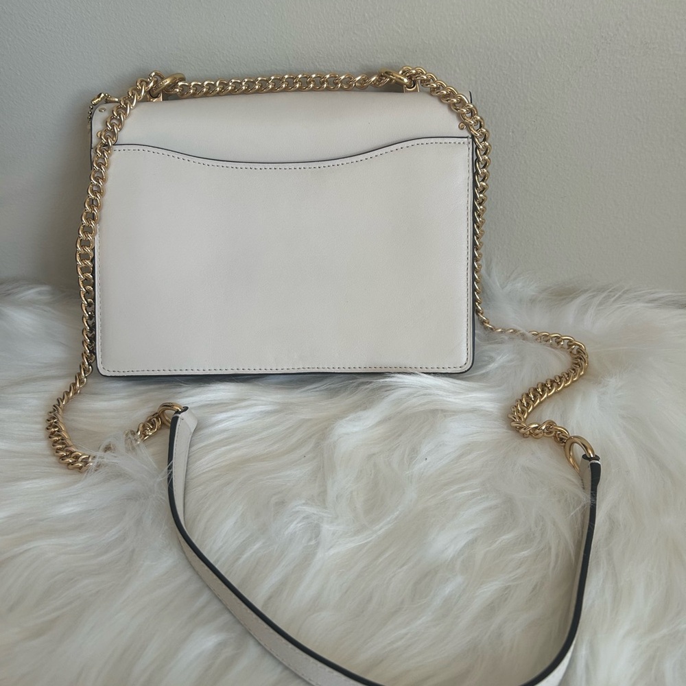 Coach Klare Shoulder Bag Chalk White Leather Signature Canvas‎ Snakeskin Rivets - Picture 6 of 11